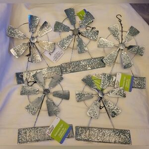 Bundle Of 5 Hanging Metal Windmills. Garden, Lawn, Doors, Home Decorations